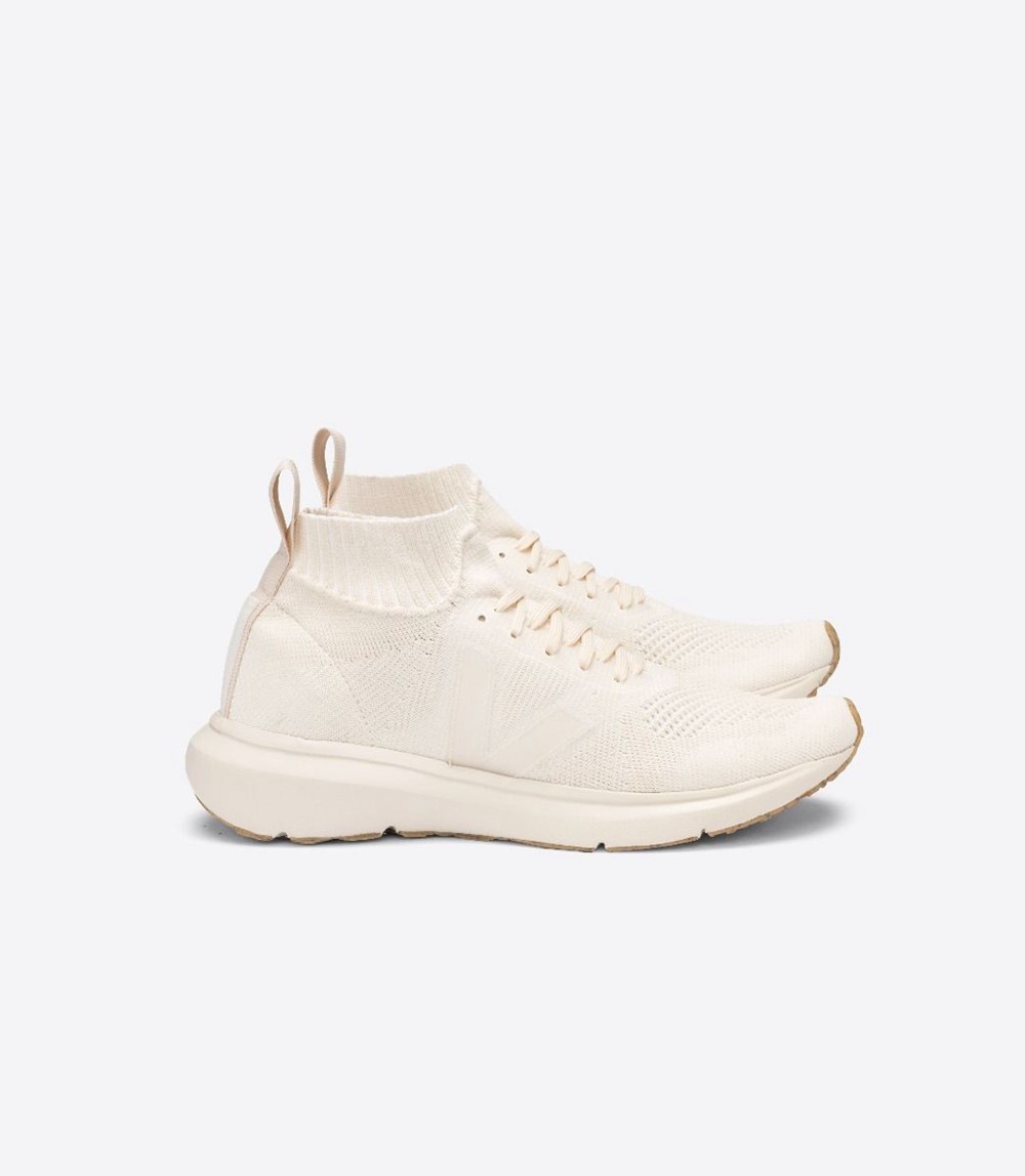 Veja Trainers Mens White - V-knit X Rick Owens Mid - UFOG-95427